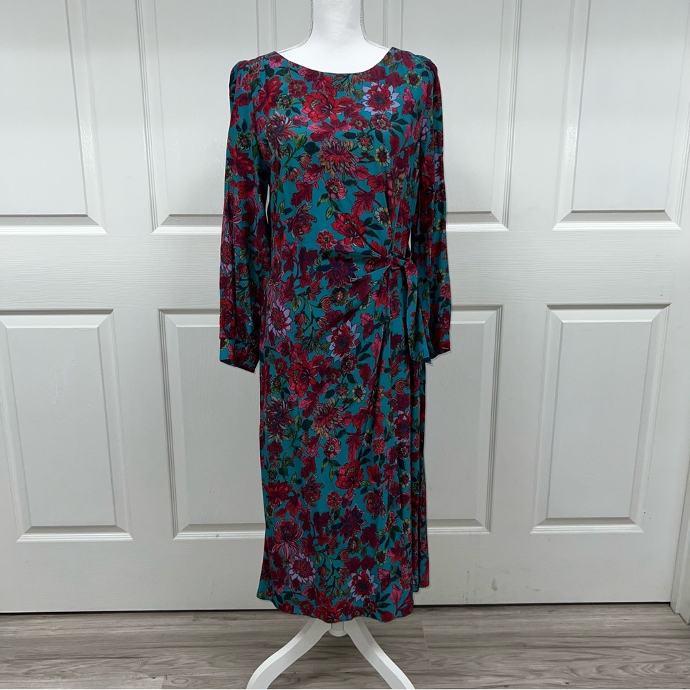 Talbots Side Tie Midi Dress Stunning Floral Size 8